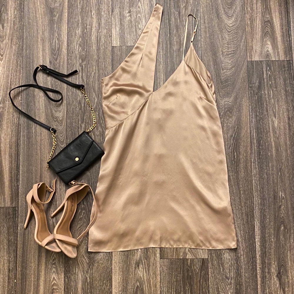 Michelle Mason Nude Silk Revolve Dress NWT - Picture 2 of 8